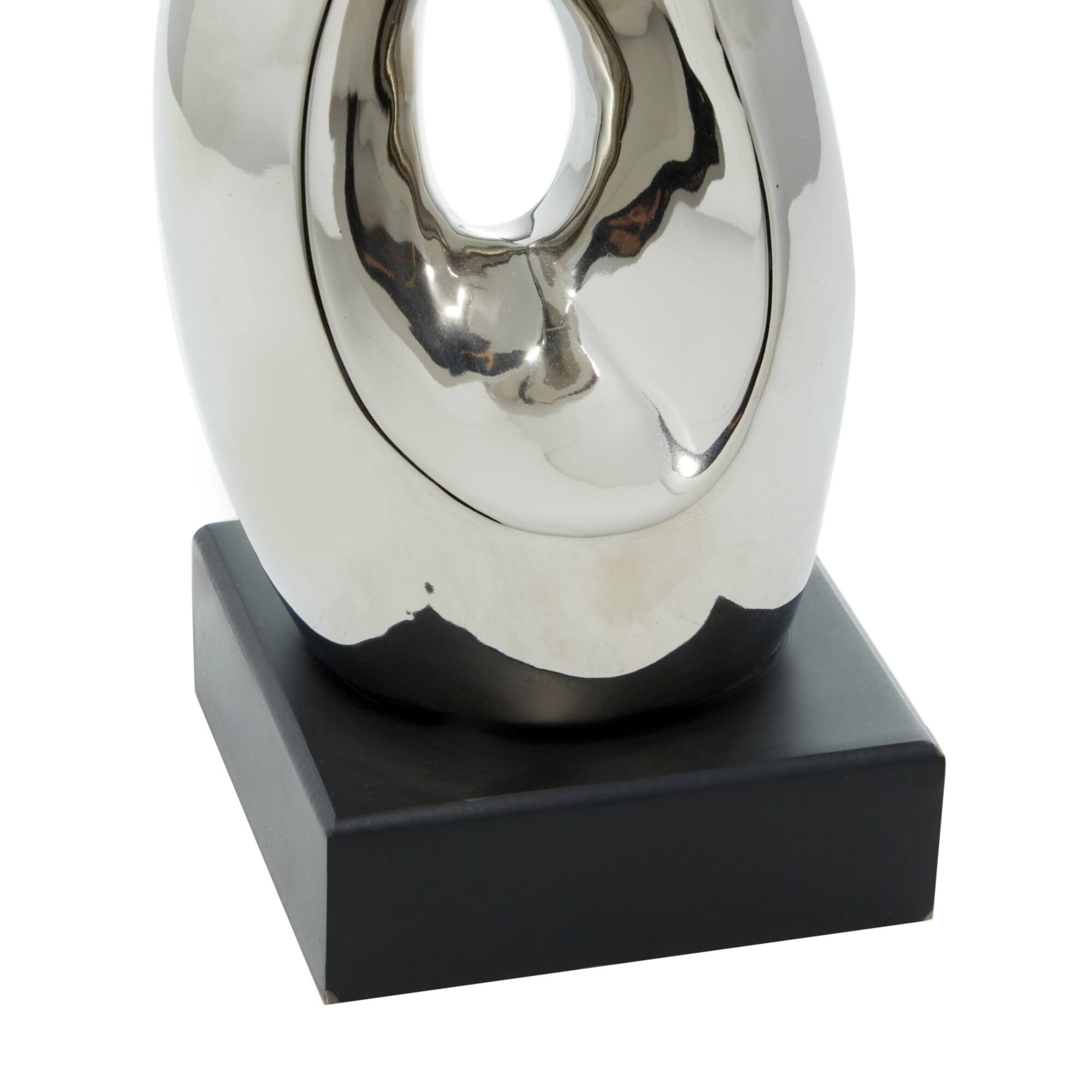18" Silver Ceramic Modern Abstract Sculpture